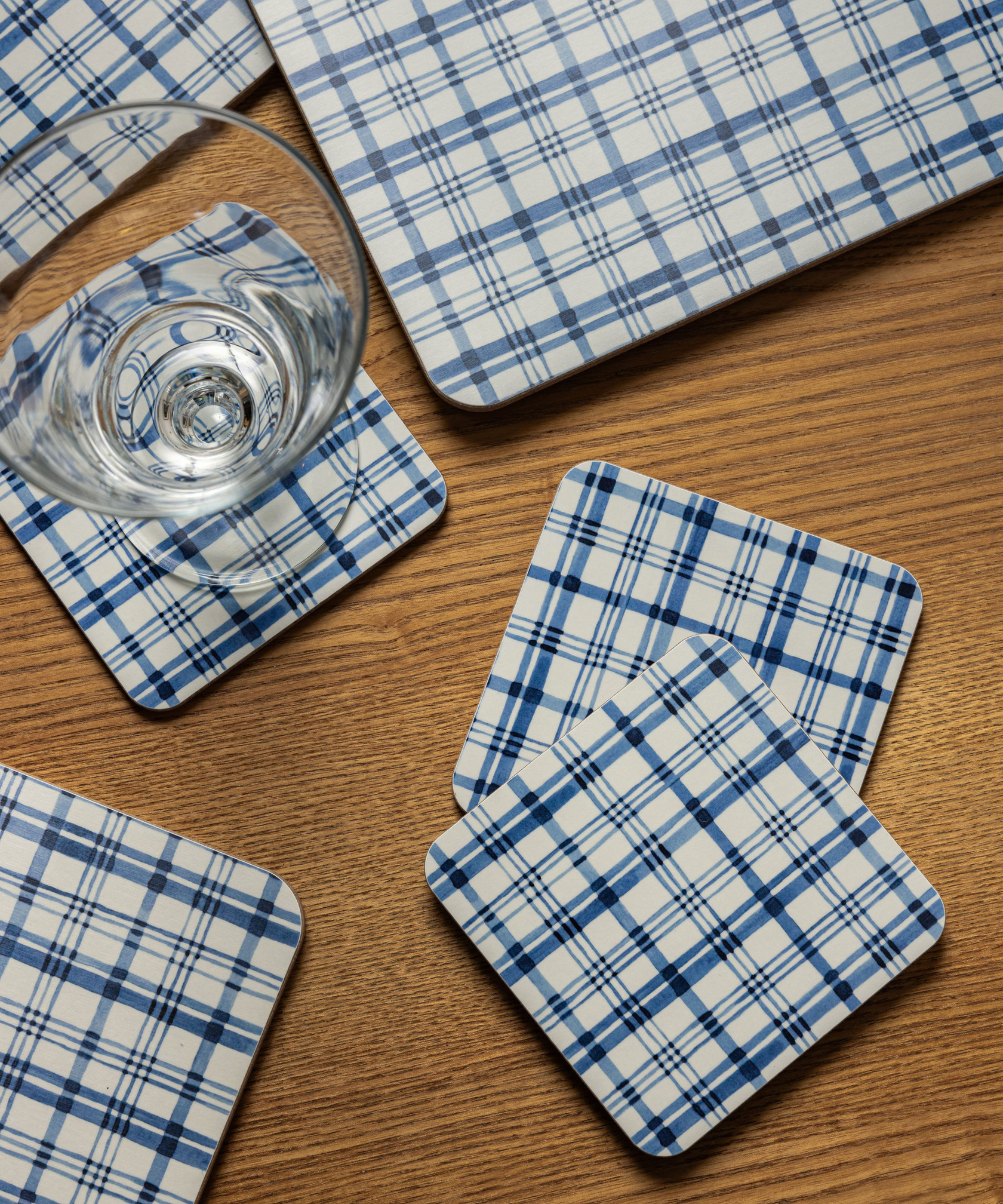 Set of 6 Remy Cork Backed Square Coasters, French Navy
