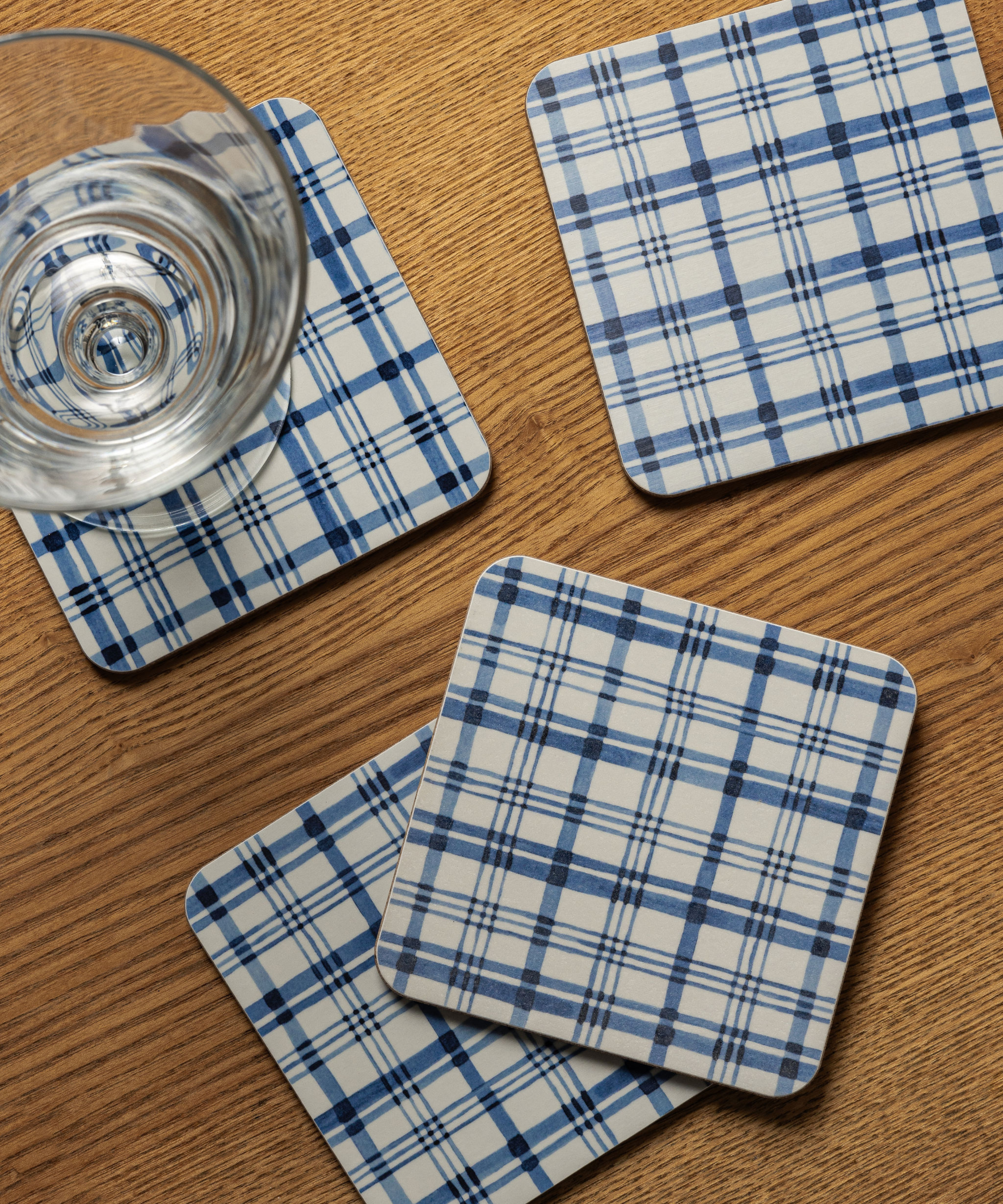 Set of 6 Remy Cork Backed Square Coasters, French Navy