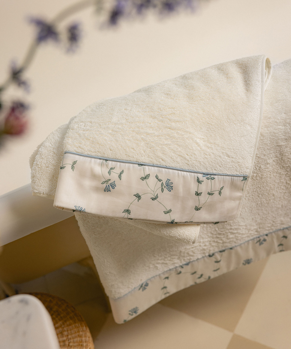 Rovito Hand Towel, Natural White with Bath Towel