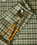 Remy Linen Napkin, Ivy with Bamboo Handle Cutlery