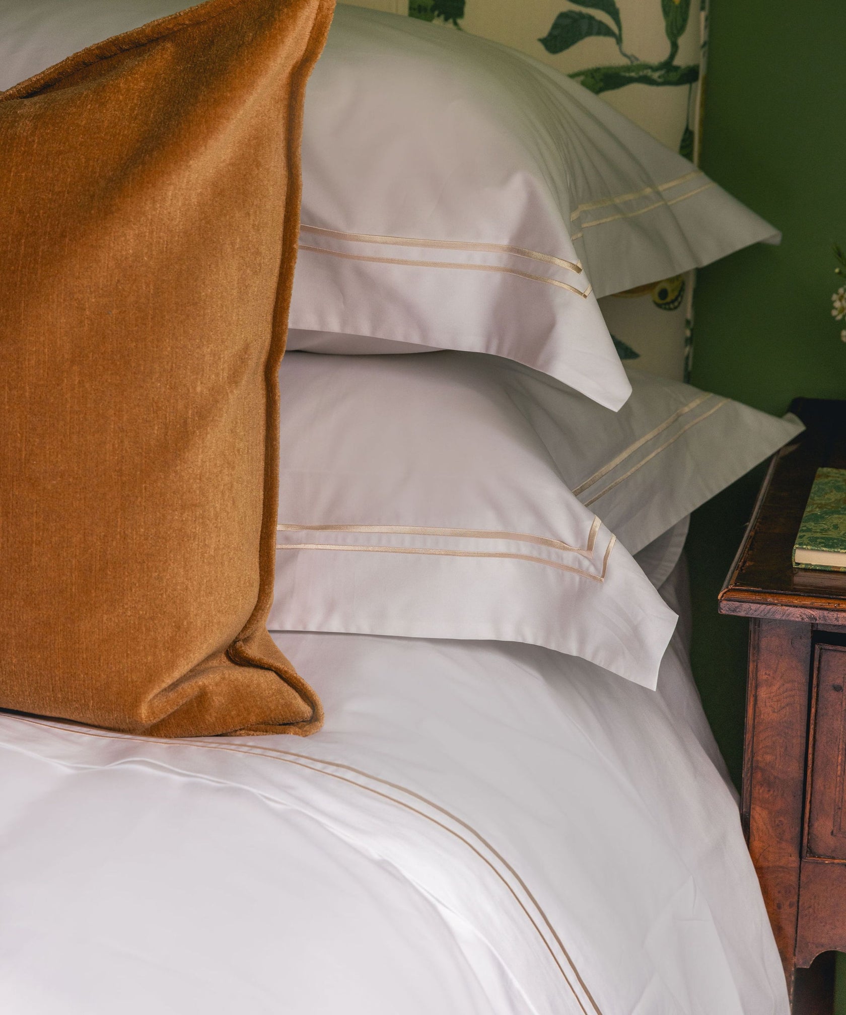 Evora Double Row Corded Bed Linen, Buttermilk, with Verity Cushion