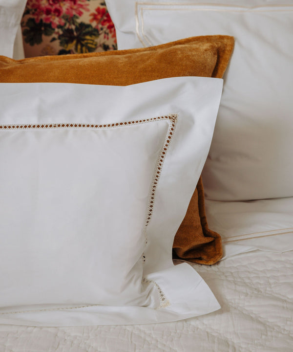 Georgiana Ladderstitch Boudoir Pillowcase, Buttermilk