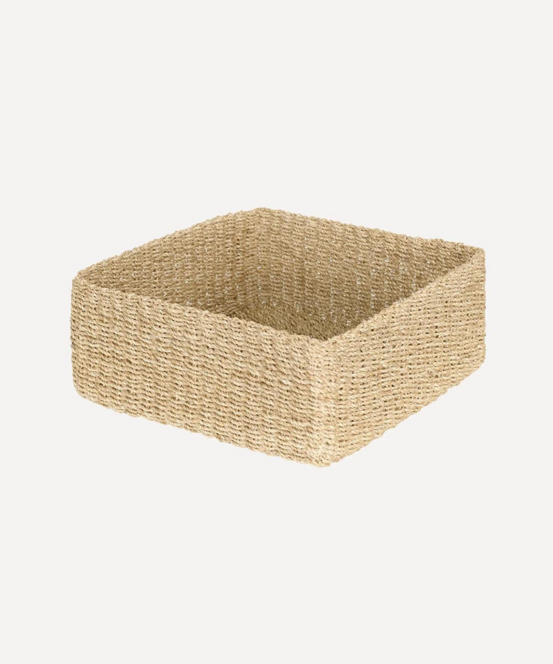 Rebecca Udall, Medium-sized square storage basket made from natural abaca