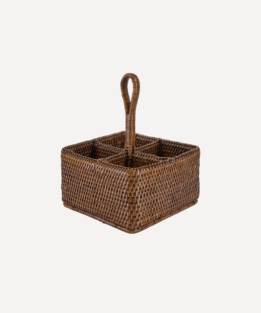 Rebecca Udall Rattan Cutlery and Condiment Carrier
