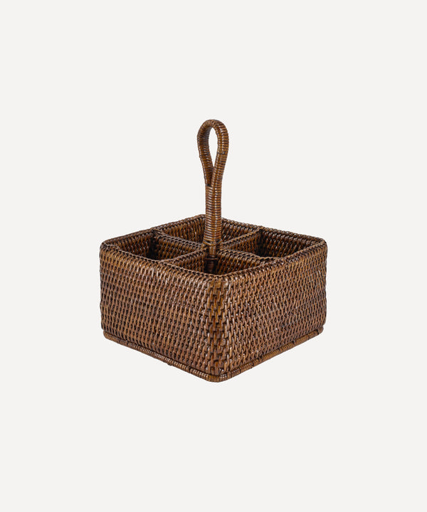Rebecca Udall Rattan wicker Condiment carrier basket, brown