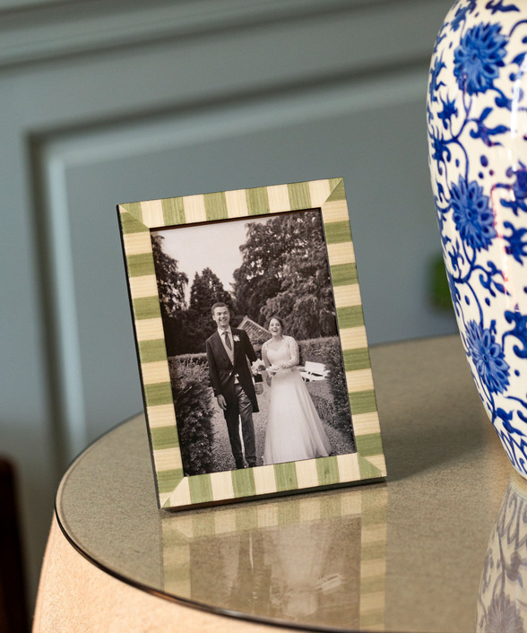 Pistachio Green Stripe Wooden Bianca Photo Frame, Rebecca Udall