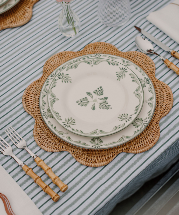 Rebecca Udall Scalloped Rattan Placemat, Natural with Eleanor Crockery