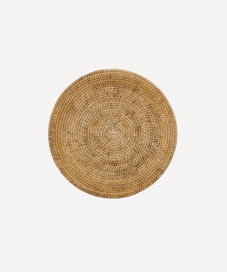 Rebecca Udall Round Rattan Placemat, Natural, Ivory Background