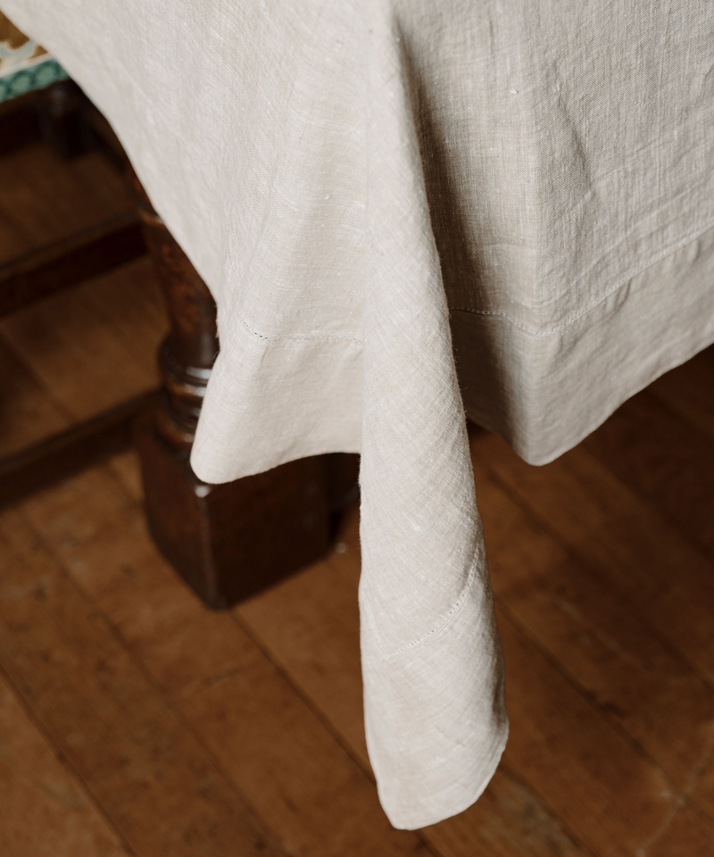 Classic Hemstitch Linen Tablecloth, Natural