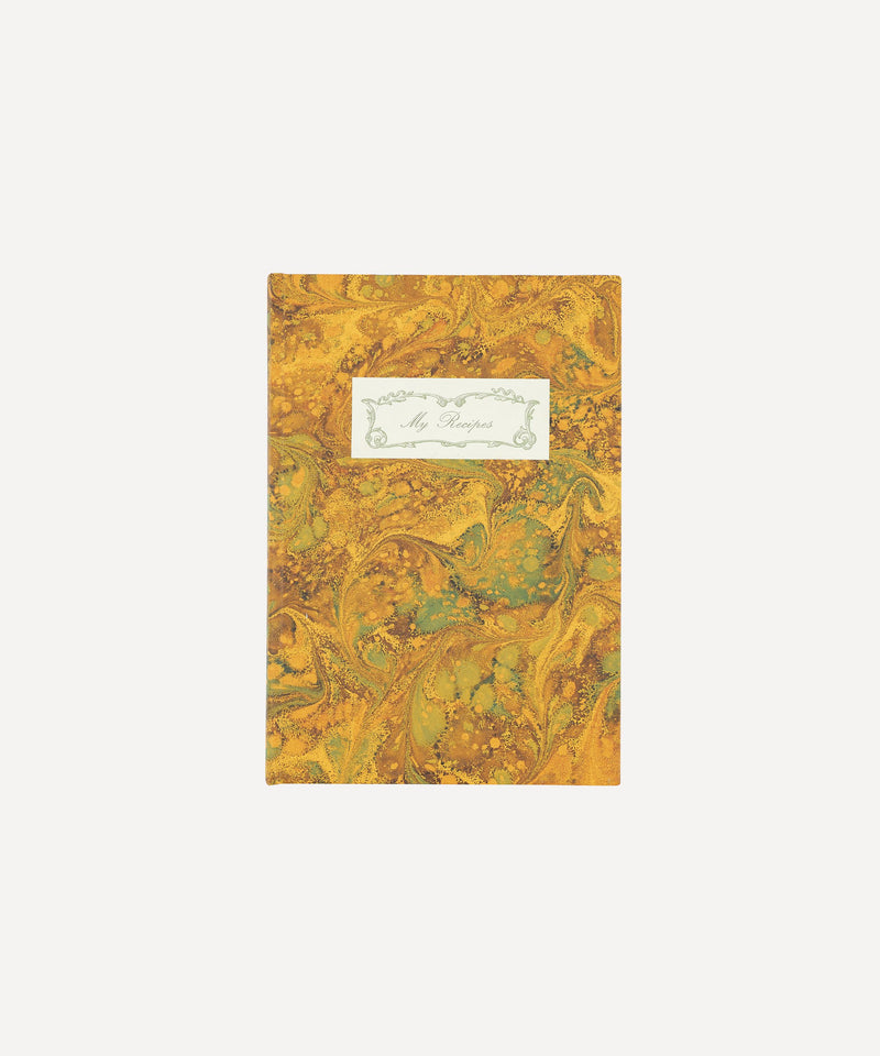 Rebecca Udall Luxury  Italian Florentine Hand Marbled paper Recipe notes book foodie gift. 