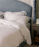 Alexandra Wavy Scalloped Bed Linen, Sage Green, Bedroom Lifestyle