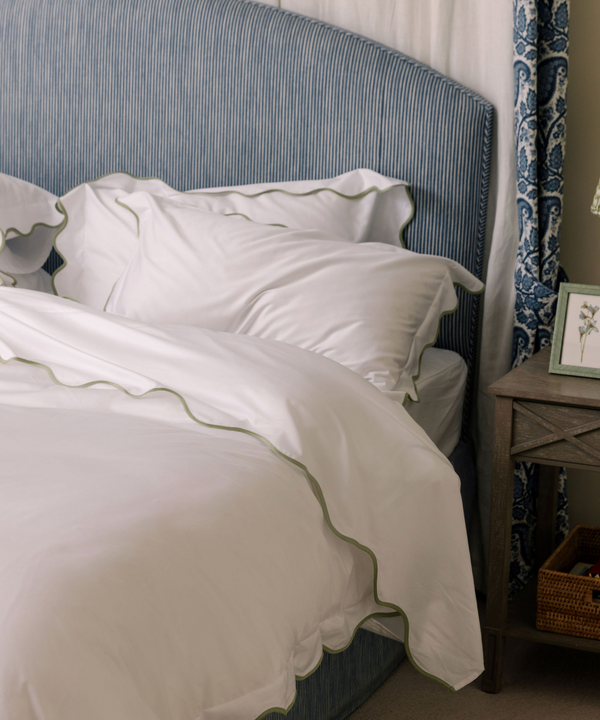 Rebecca Udall Scalloped Bed Linen, Sage Green