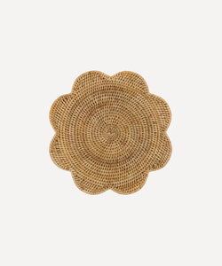 Rebecca Udall Scalloped Rattan Placemat, Natural, Ivory Background