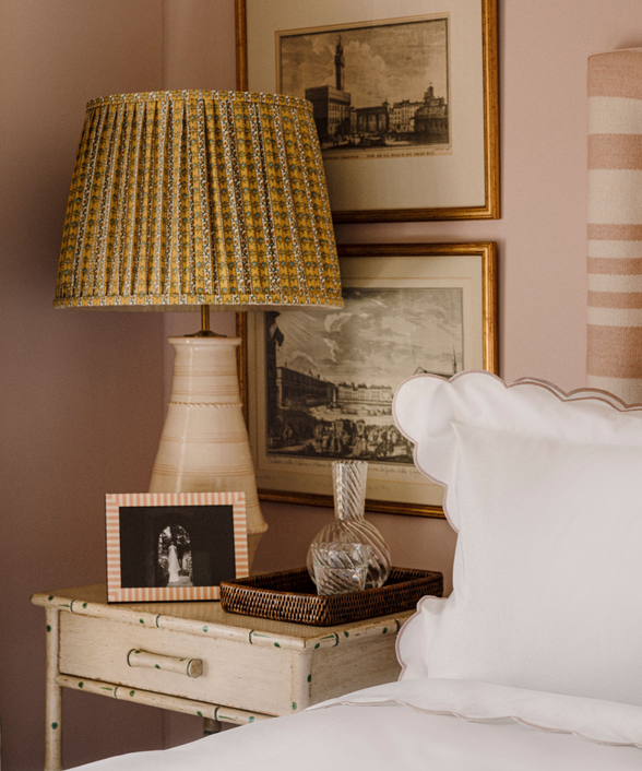 Rebecca Udall Pink Stripe Willa Photo Frame in Bedroom