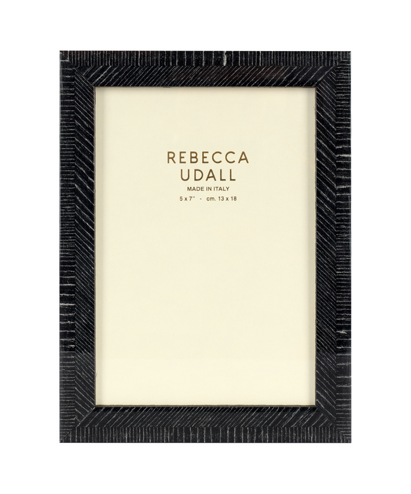 Italian traditional heritage marquetry Dark brown Bianca photo frame by Rebecca Udall 5 X 7"
