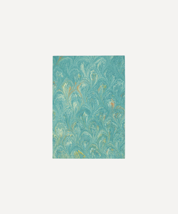 Rebecca Udall Luxury  Italian Florentine Hand Marbled paper Note book pad stationary gift. aqua turquoise blue