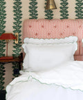 Annabelle Scalloped Top Sheet, Asparagus, Bedroom Lifestyle