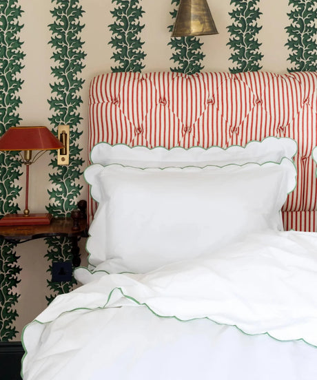 Annabelle Scalloped Top Sheet, Asparagus, Bedroom Lifestyle