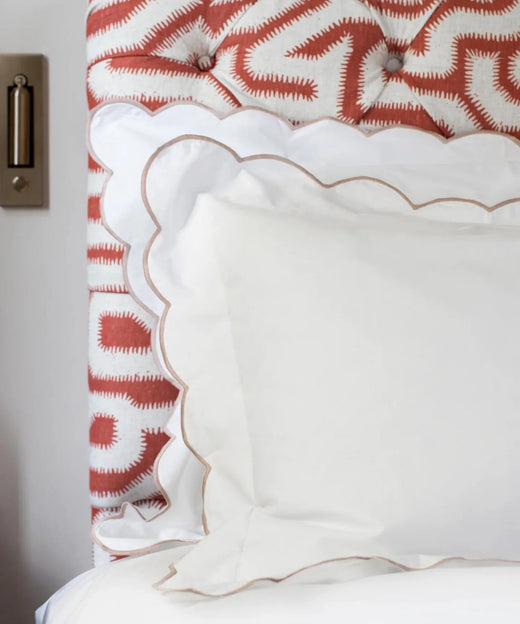 Annabelle Scalloped Pillowcases, Dusty Pink
