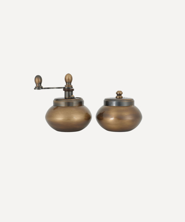 Rebecca Udall Viola bronze plated salt and pepper mill grinder shaker set, round with handle