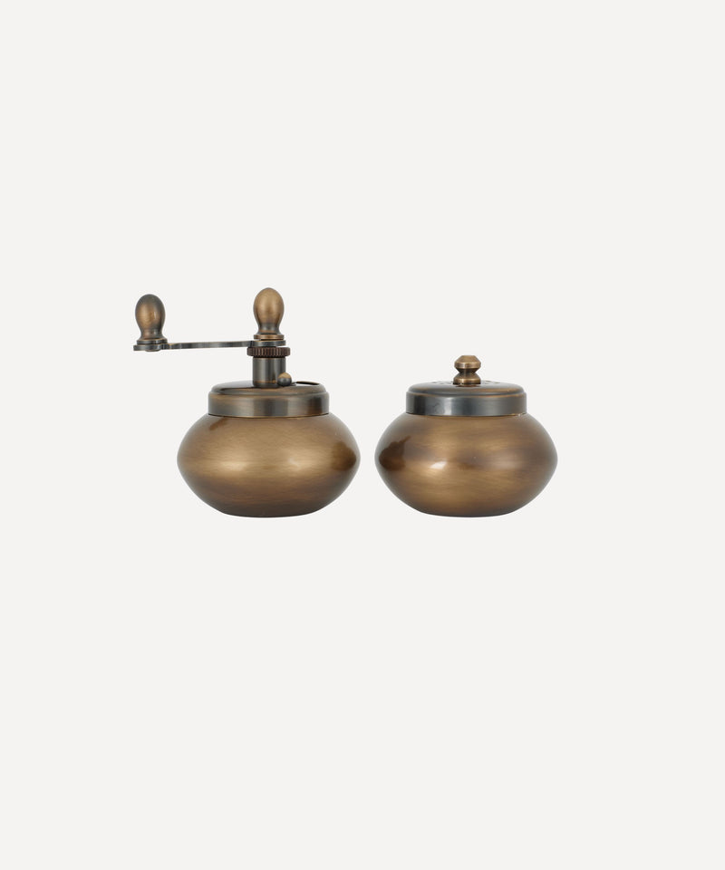 Rebecca Udall Viola bronze plated salt and pepper mill grinder shaker set, round with handle