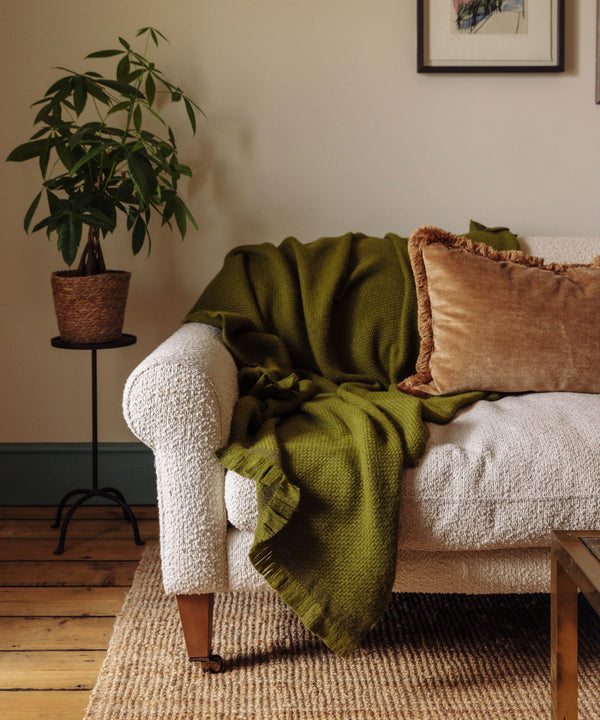 Rebecca Udall Basketweave Alpaca Throw, Fern, Lifestyle