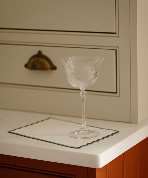 Rebecca Udall Set of 4 Scalloped Cocktail Napkins, Artichoke with the Julia Crystal Coupe