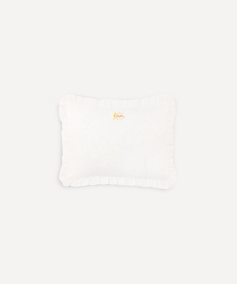 Rebecca Udall, Lottie Mayland X Rebecca Udall Ruffle Linen Boudoir Pillow - Name & Moon and Stars Motif 