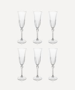 Daphne Optic Crystal Flute Glass, Rebecca Udall, Set of 6