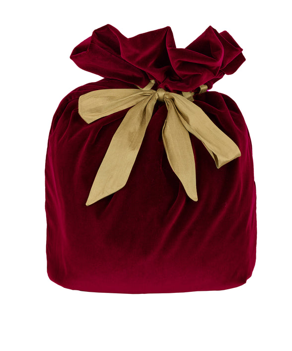 Velvet & Silk Christmas Sack, Burgundy, Cut Out