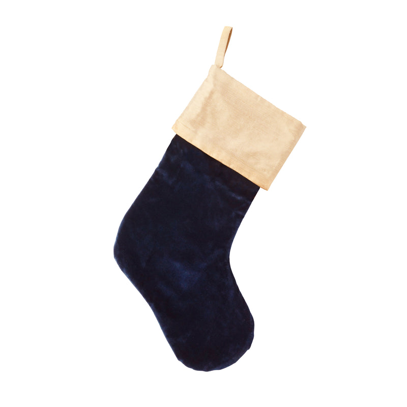 Velvet & Silk Christmas Stocking, Midnight Blue