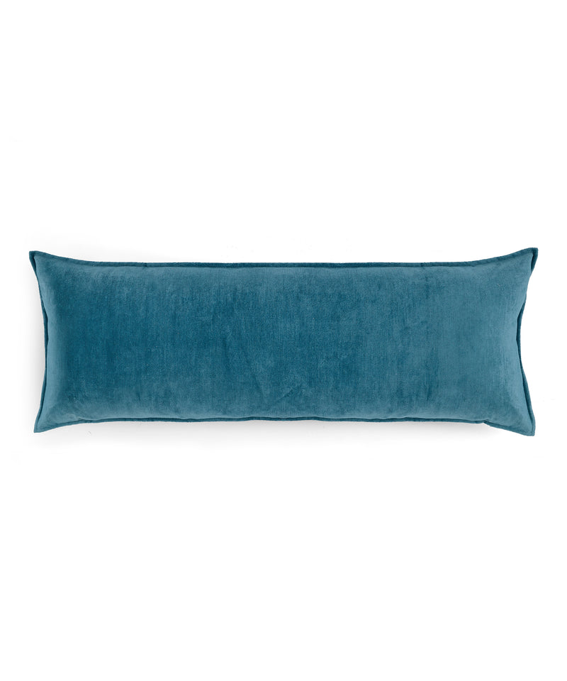 Rebecca Udall Verity Linen Velvet Lumbar Cushion,  Denim Blue, White Background