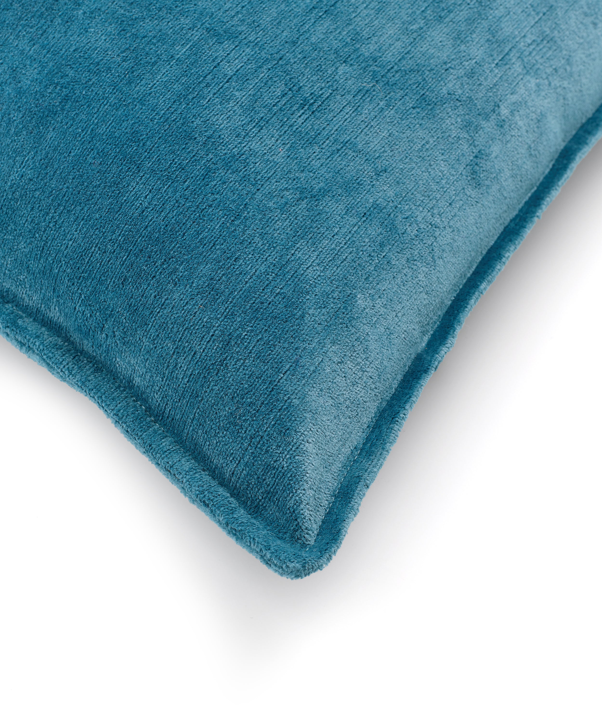 Rebecca Udall Verity Linen Velvet Lumbar Cushion, Denim Blue, Hem
