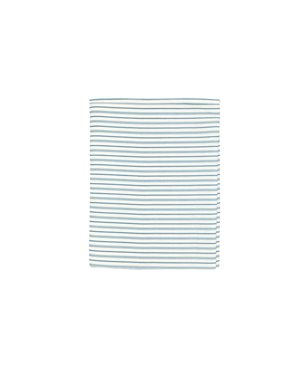 Victoria Striped Linen Tablecloth, Chalk Blue