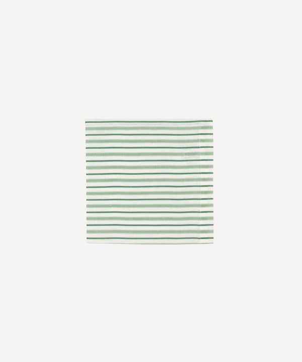 Victoria Striped Linen Napkin, Chalk & Moss Green