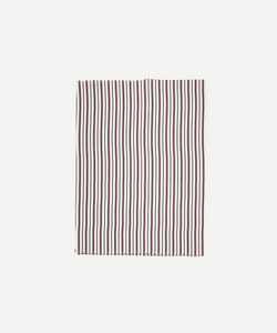 Victoria Striped Linen Tablecloth, Burgundy/Chocolate