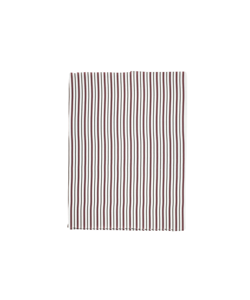 Victoria Striped Linen Tablecloth, Burgundy/Chocolate