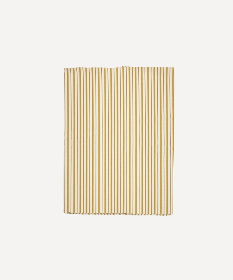 Victoria Striped Linen Tablelcoth, Burnt Mustard