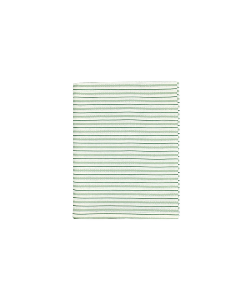 Victoria Striped Linen Tablecloth, Fir Green