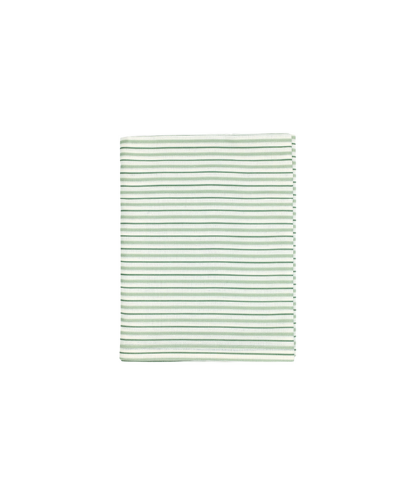 Rebecca Udall Victoria Striped Linen Tablecloth, Chalk & Moss Green Cut Out