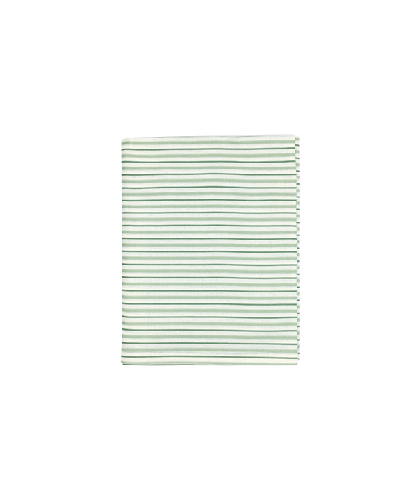 Victoria Striped Linen Tablecloth, Chalk & Moss Green