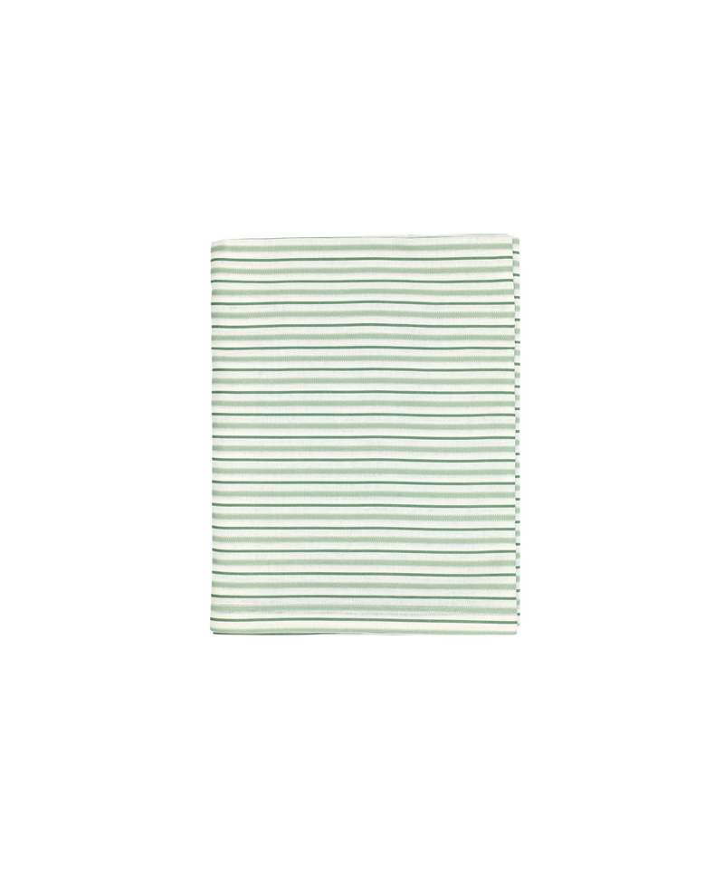 Victoria Striped Linen Tablecloth, Chalk & Moss Green