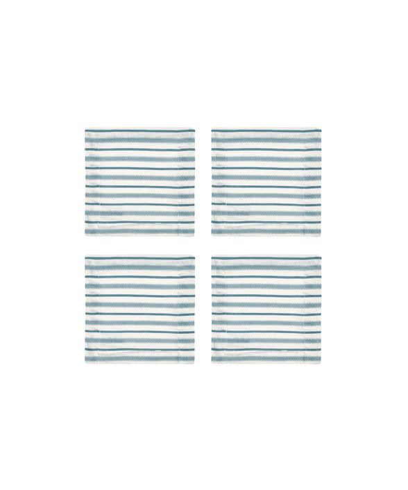 Rebecca Udall Set of 4 Victoria Striped Linen Coasters, Chalk Blue
