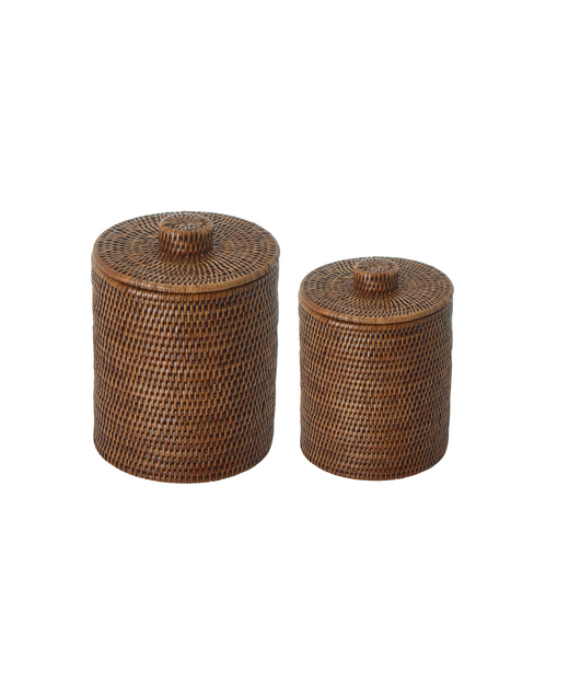 Rattan Bathroom Bins, Brown