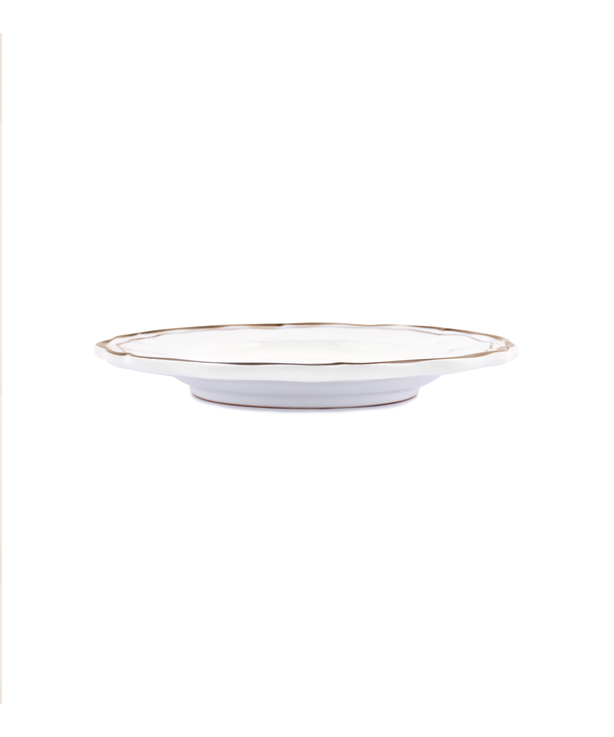 Set of 4 Zita Scalloped Dessert Plates, Chestnut Brown, Side Profile