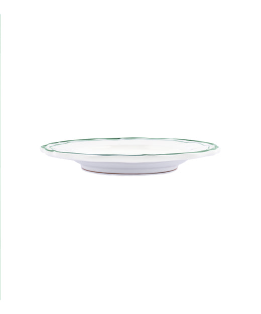 Set of 4 Zita Scalloped Dessert Plates, Juniper Green, Side View