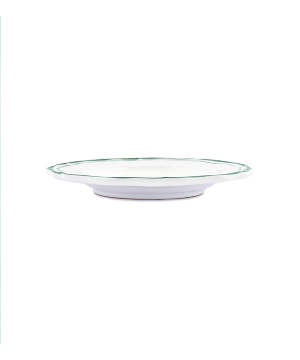 Set of 4 Zita Scalloped Dessert Plates, Juniper Green, Side View