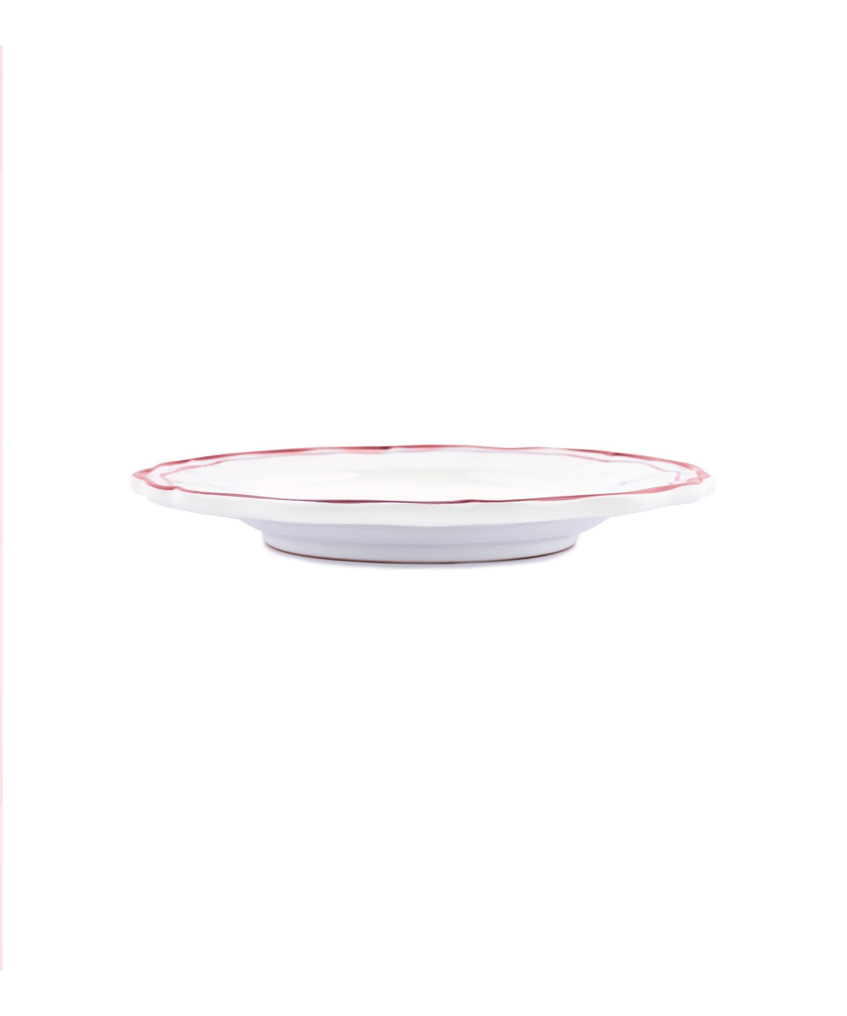 Set of 4 Zita Scalloped Dessert Plates, Maroon Red, Side View