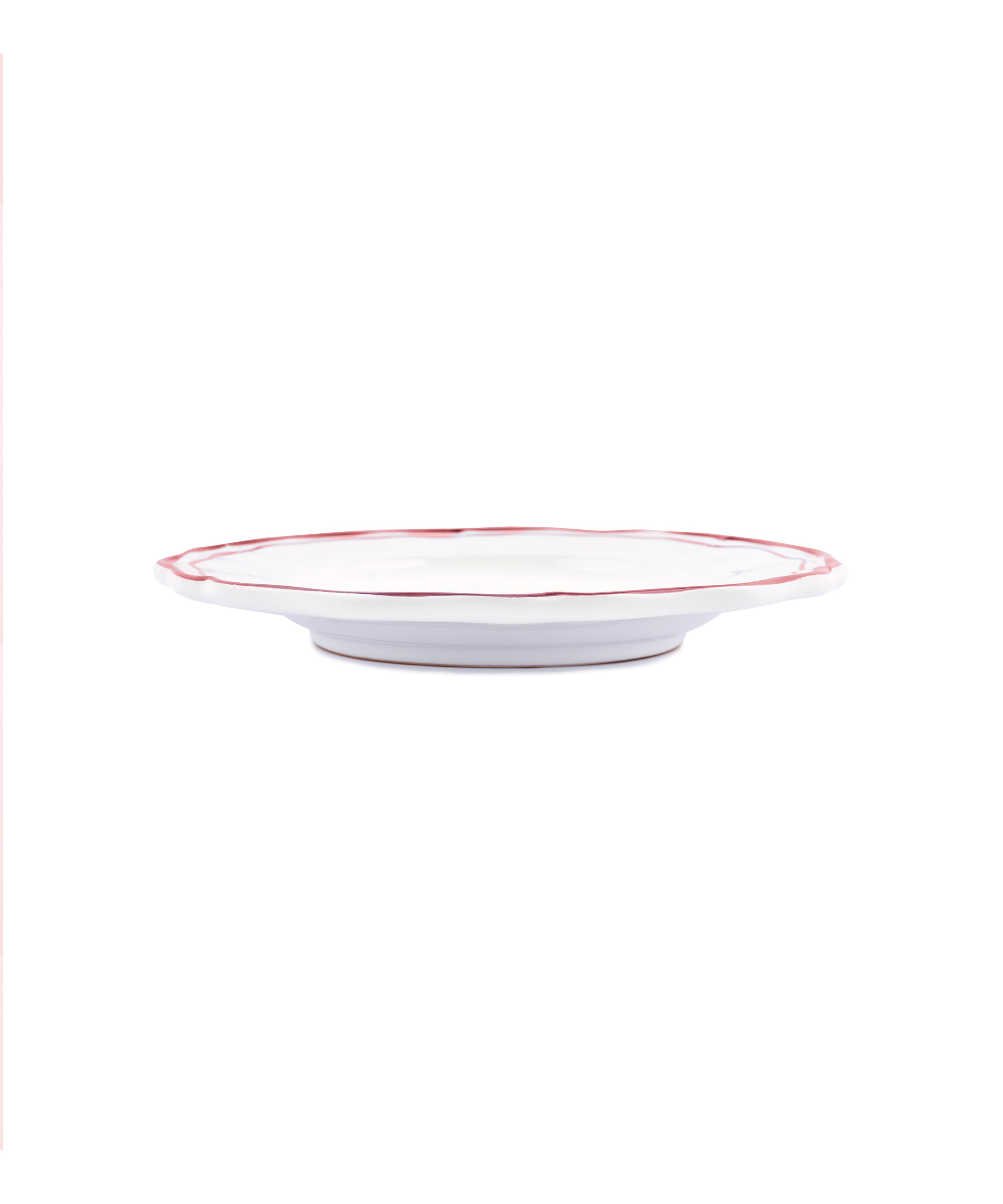 Set of 4 Zita Scalloped Dessert Plates, Maroon Red, Side View
