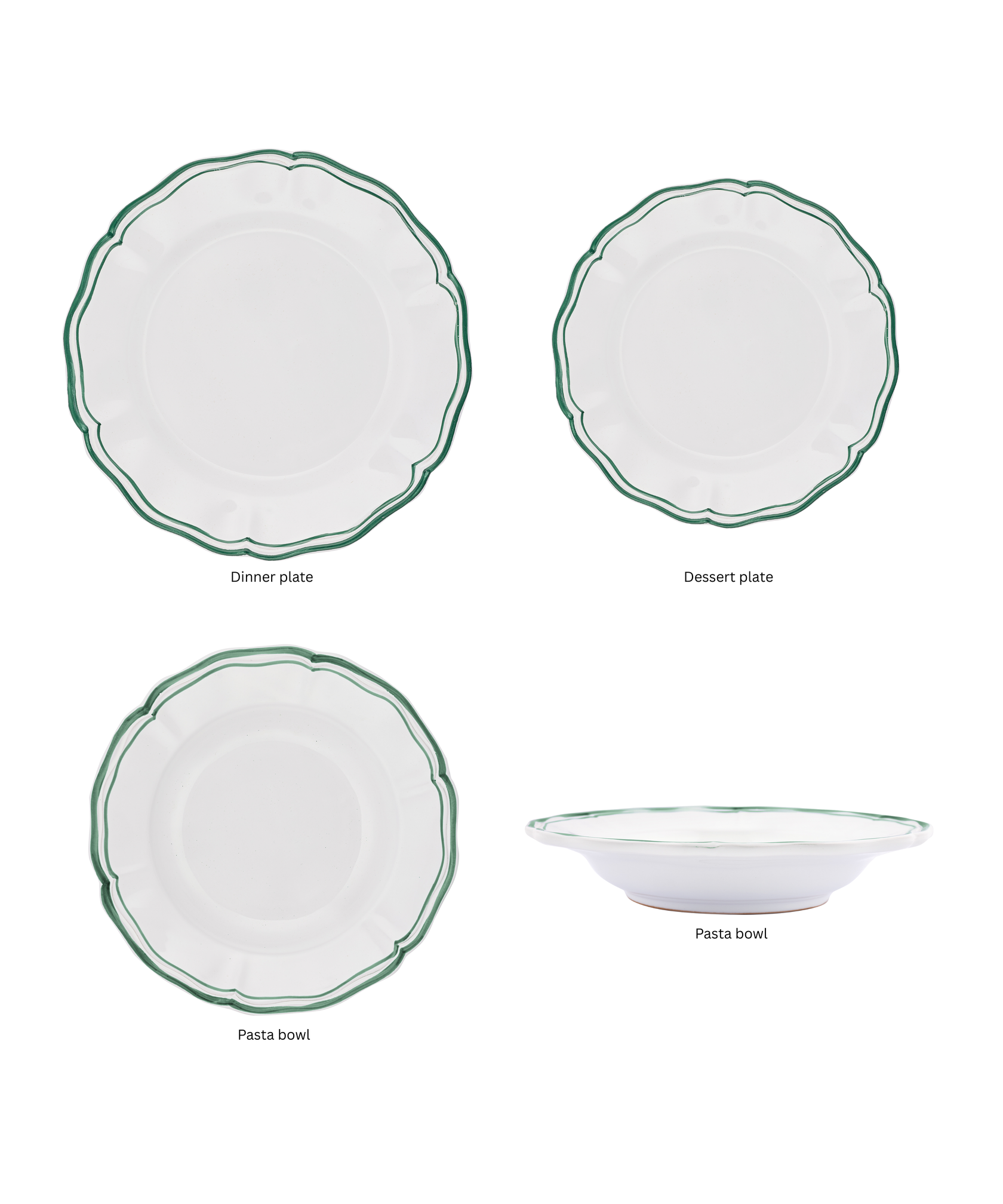 Zita Scalloped Crockery, Juniper Green